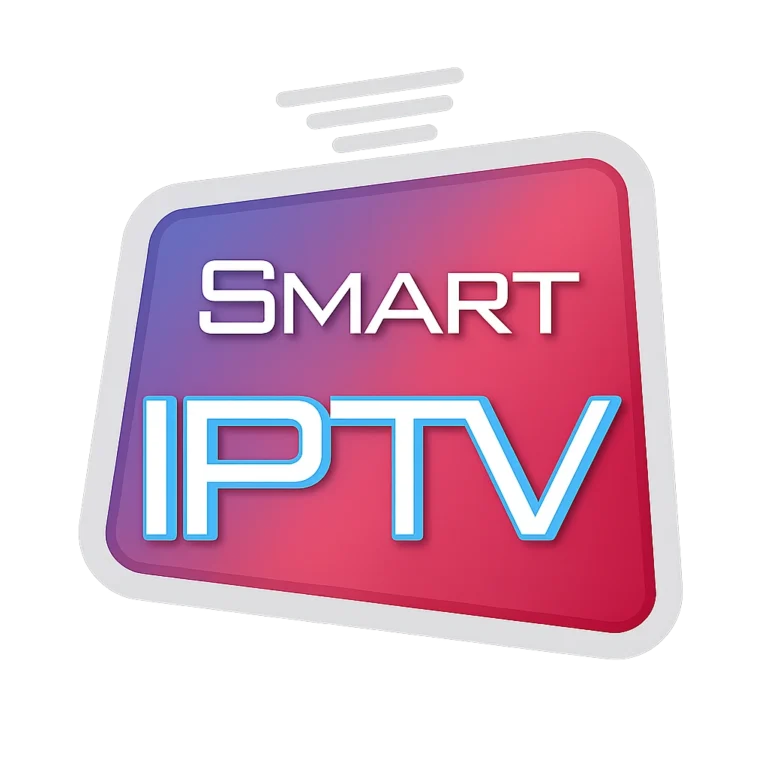 Logo de Smart IPTV affichant un écran stylisé rouge et bleu avec l’inscription “SMART IPTV”, représentant l’application de streaming utilisée pour les abonnements IPTV sur Smart TV.